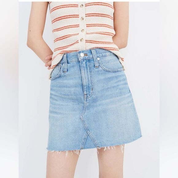 Madewell Rigid Denim A-Line Mini Skirt in Lovell Wash - Picture 1 of 11